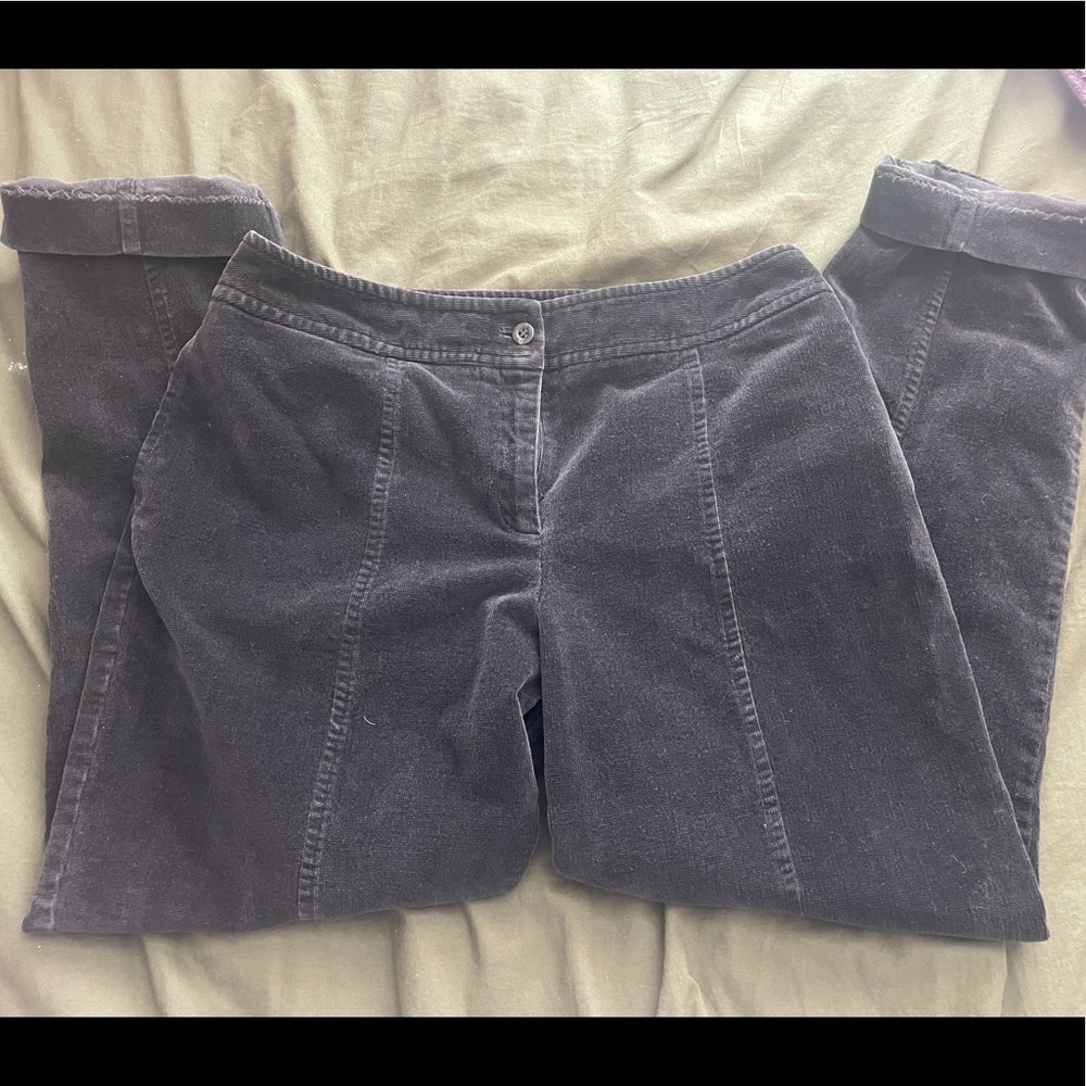 black straight leg trousers